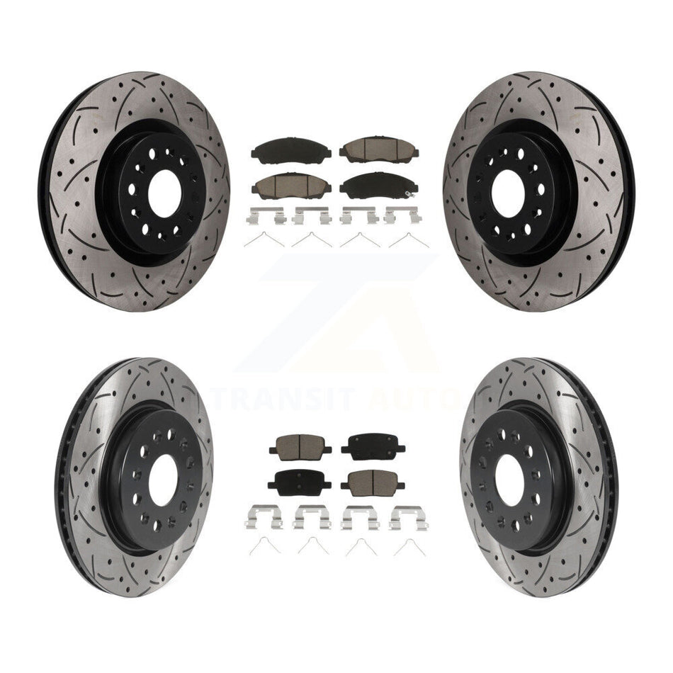 Front Rear Drill Slot Disc Brake Rotor Ceramic Pad Kit For Cadillac XT5 Buick Enclave XT6 KDC-101736