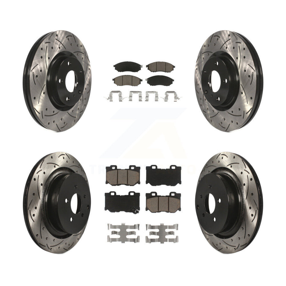 Front Rear Drill Slot Brake Rotor Ceramic Pad Kit For INFINITI M37 QX70 Q70 Q70L M56 M35h KDC-101737