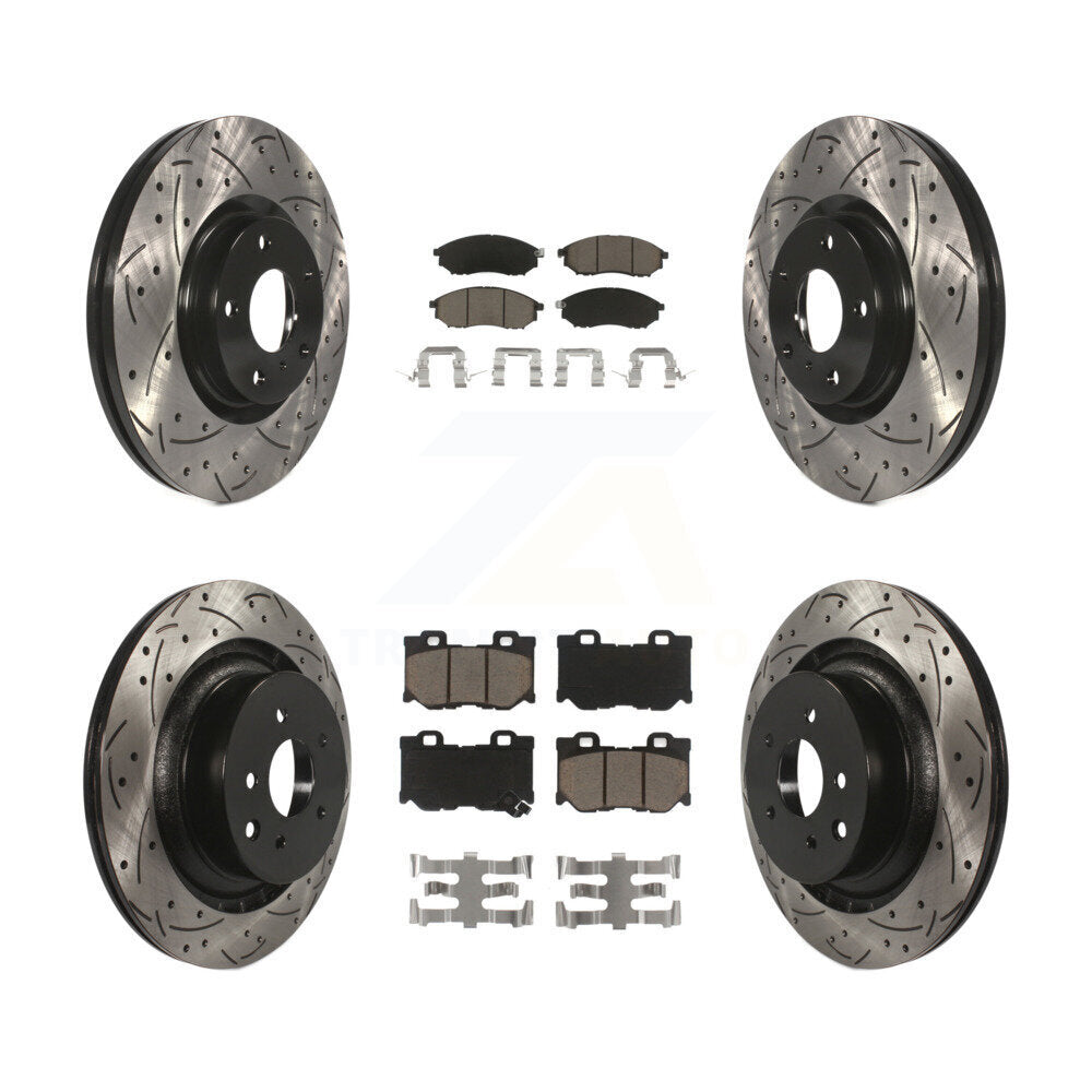 Front Rear Coated Drilled Slotted Disc Brake Rotors And Ceramic Pads Kit For Nissan 370Z KDC-101738