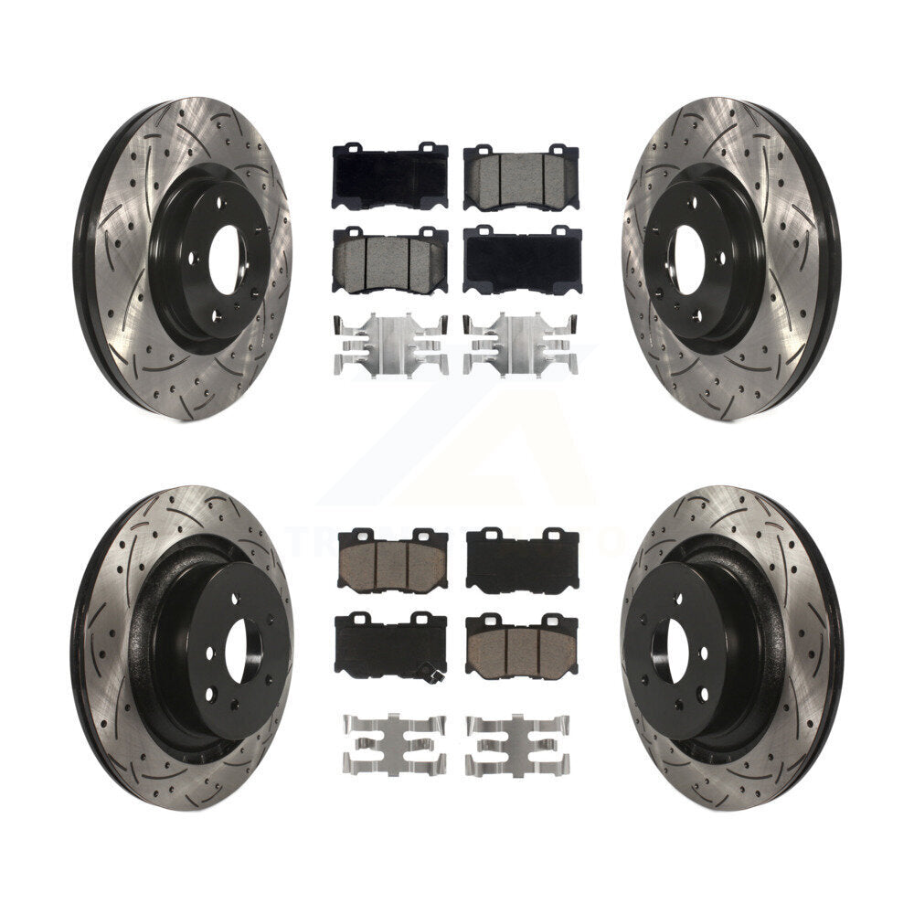 Front Rear Drill Slot Brake Rotor Ceramic Pad Kit For INFINITI G37 AWD With Brembo Brakes KDC-101739