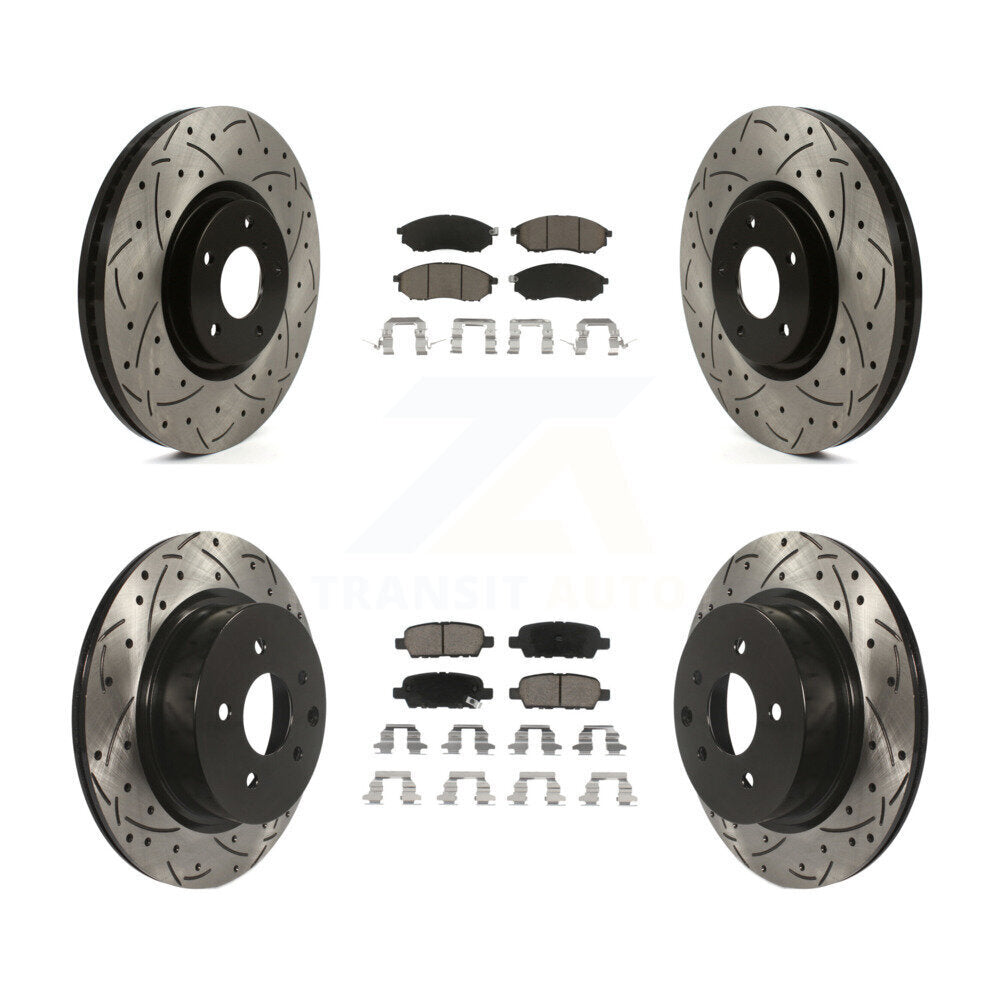 Front Rear Drill Slot Brake Rotors Ceramic Pad Kit For INFINITI G37 Without Brembo Brakes KDC-101740