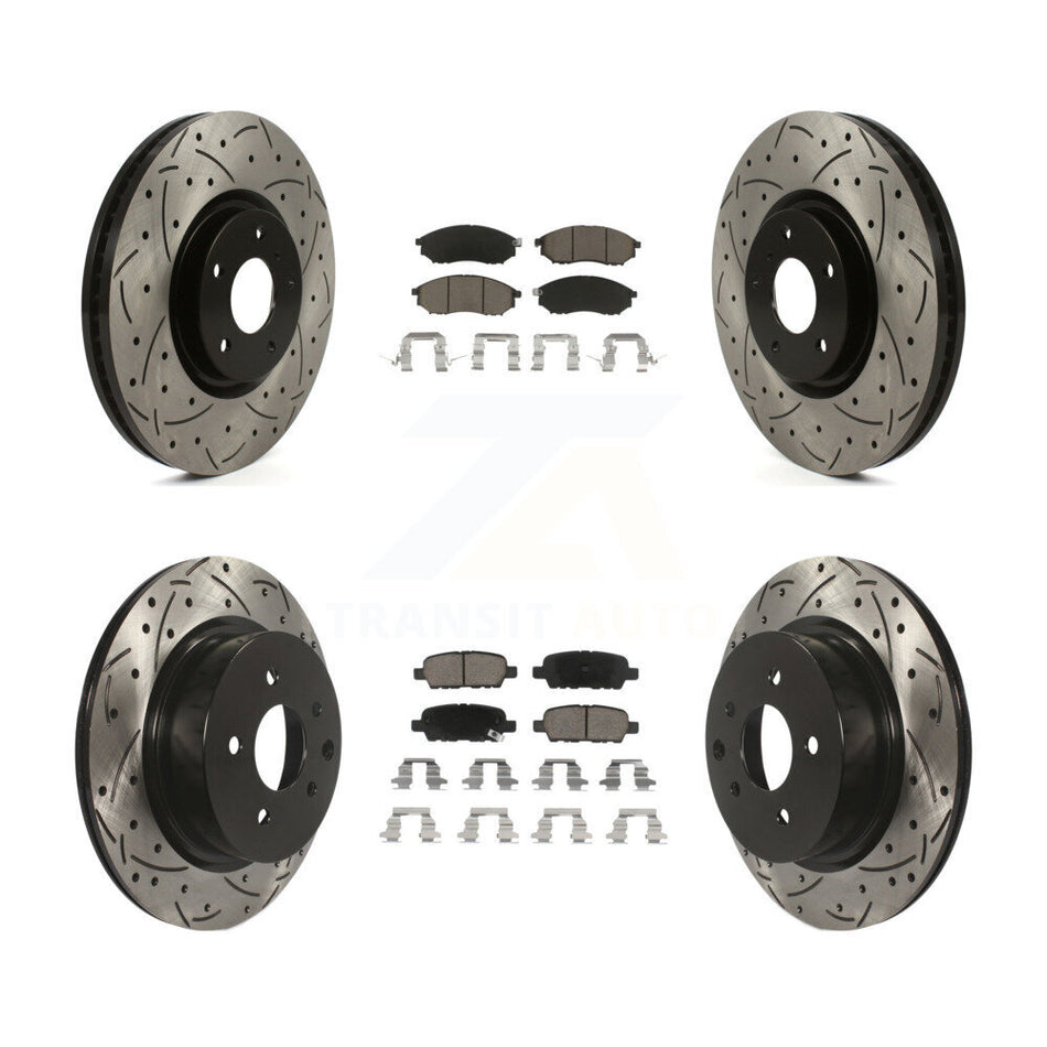 Front Rear Drill Slot Brake Rotors Ceramic Pad Kit For INFINITI G37 Without Brembo Brakes KDC-101740