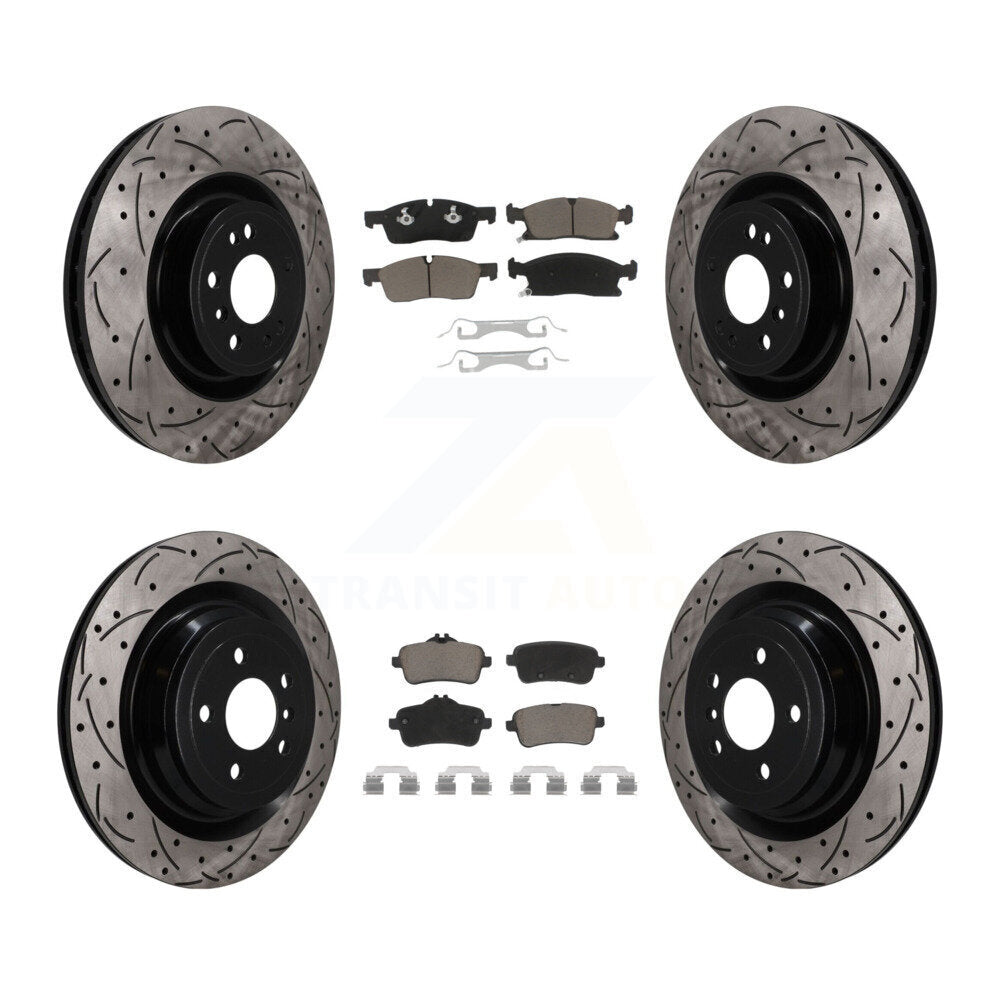 Front Rear Drilled Slot Brake Rotors Ceramic Pad Kit For Mercedes-Benz GL350 GLS450 GL450 KDC-101745