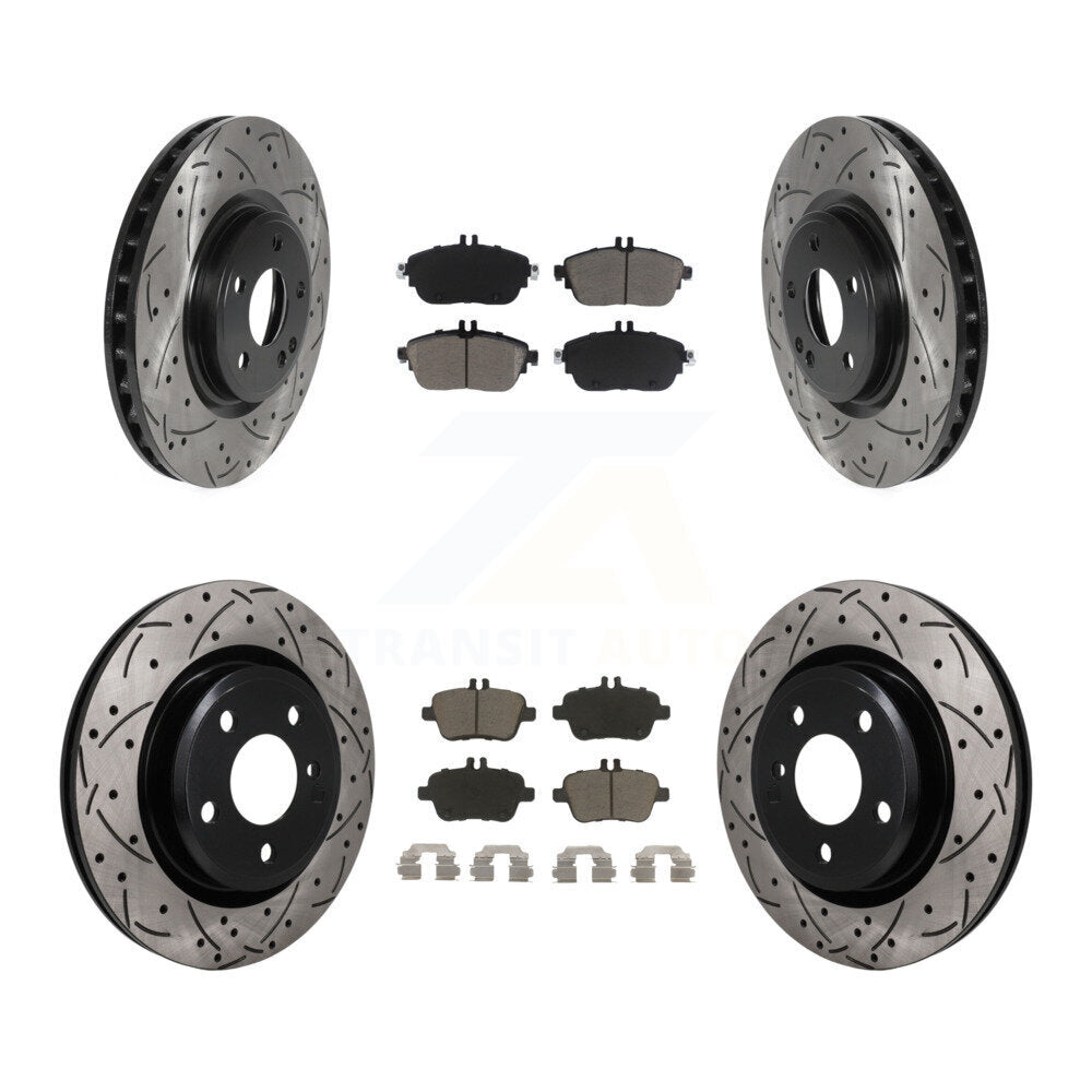 Front Rear Drilled Slot Brake Rotors Ceramic Pad Kit For Mercedes-Benz GLA250 CLA250 QX30 KDC-101747