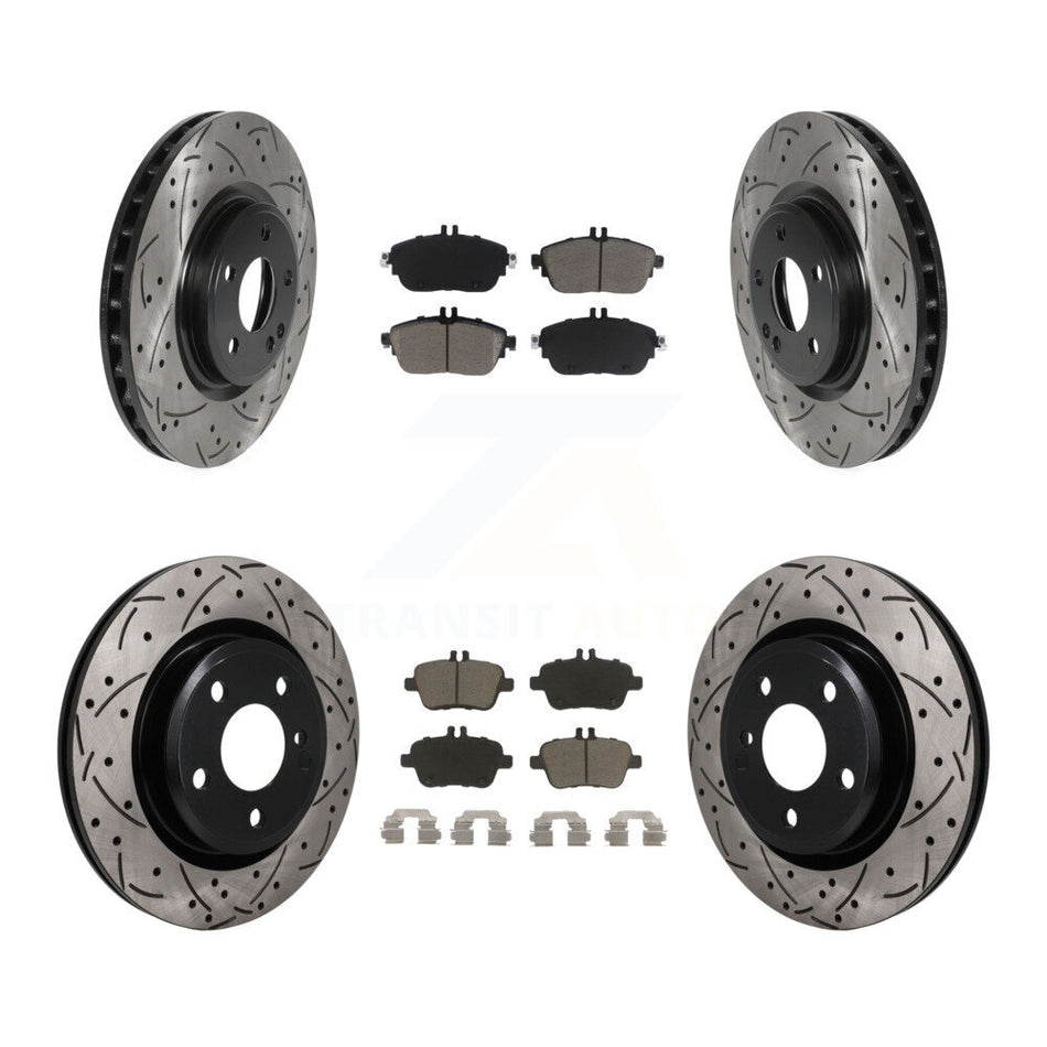 Front Rear Drilled Slot Brake Rotors Ceramic Pad Kit For Mercedes-Benz GLA250 CLA250 QX30 KDC-101747