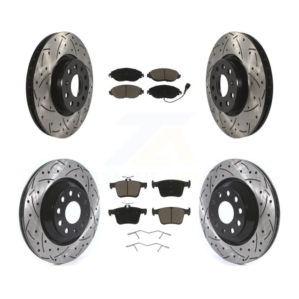 Front Rear Drilled Slot Brake Rotor Ceramic Pad Kit For Volkswagen Arteon Audi A3 Quattro KDC-101748