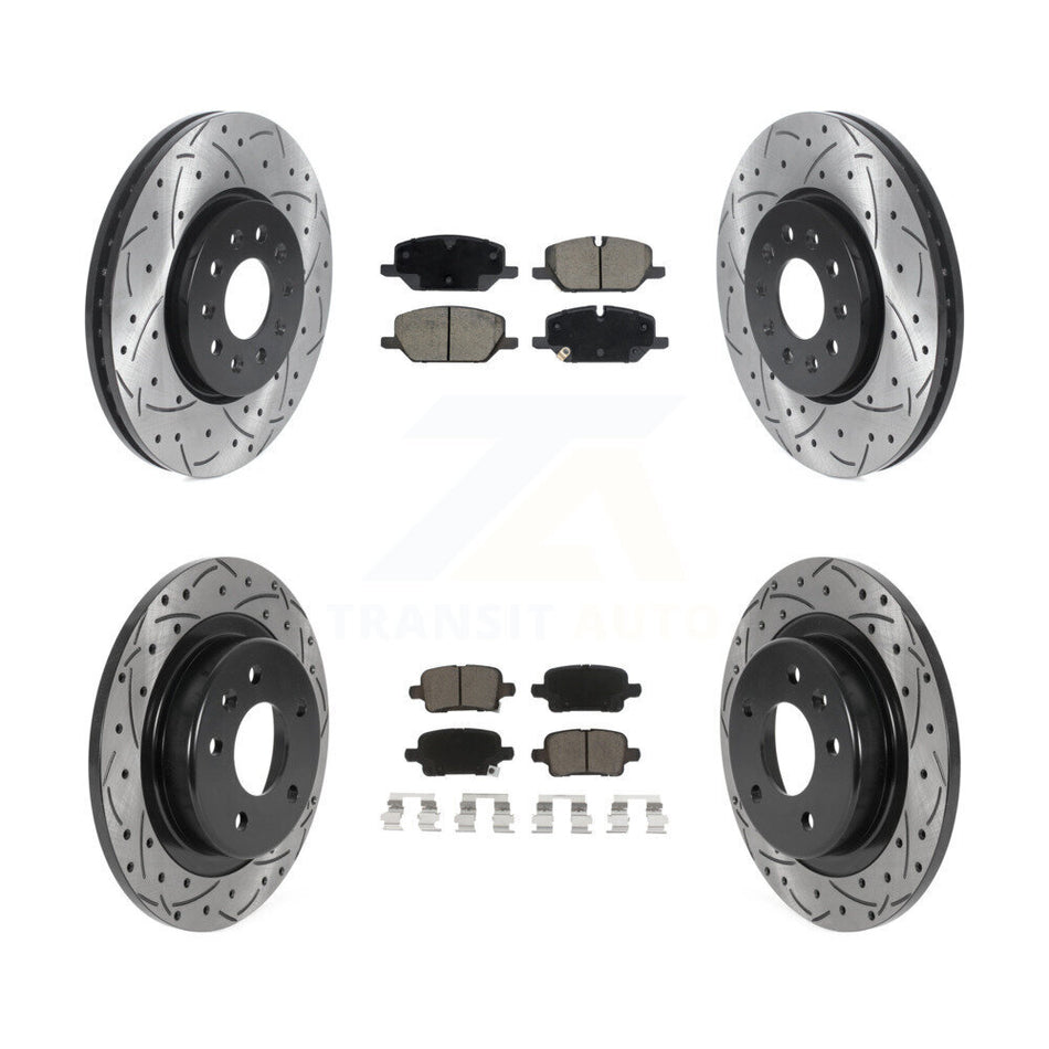 Front Rear Drilled Slot Disc Brake Rotors Ceramic Pad Kit For 2020 Chevrolet Equinox 2.0L KDC-101750