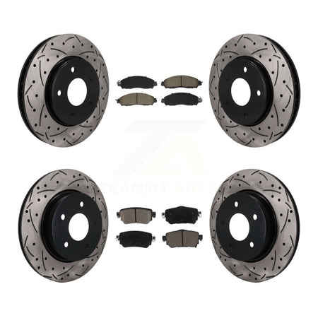Front Rear Coated Drilled Slotted Disc Brake Rotors And Ceramic Pads Kit For Nissan LEAF KDC-101751