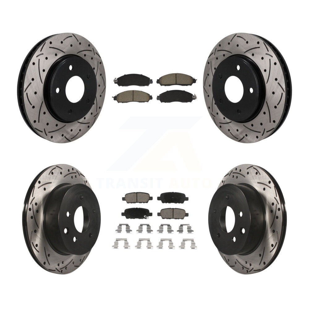 Front Rear Coated Drilled Slotted Disc Brake Rotors And Ceramic Pads Kit For Nissan LEAF KDC-101752