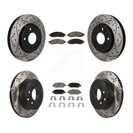 Front Rear Coated Drilled Slotted Disc Brake Rotors And Ceramic Pads Kit For Nissan LEAF KDC-101752