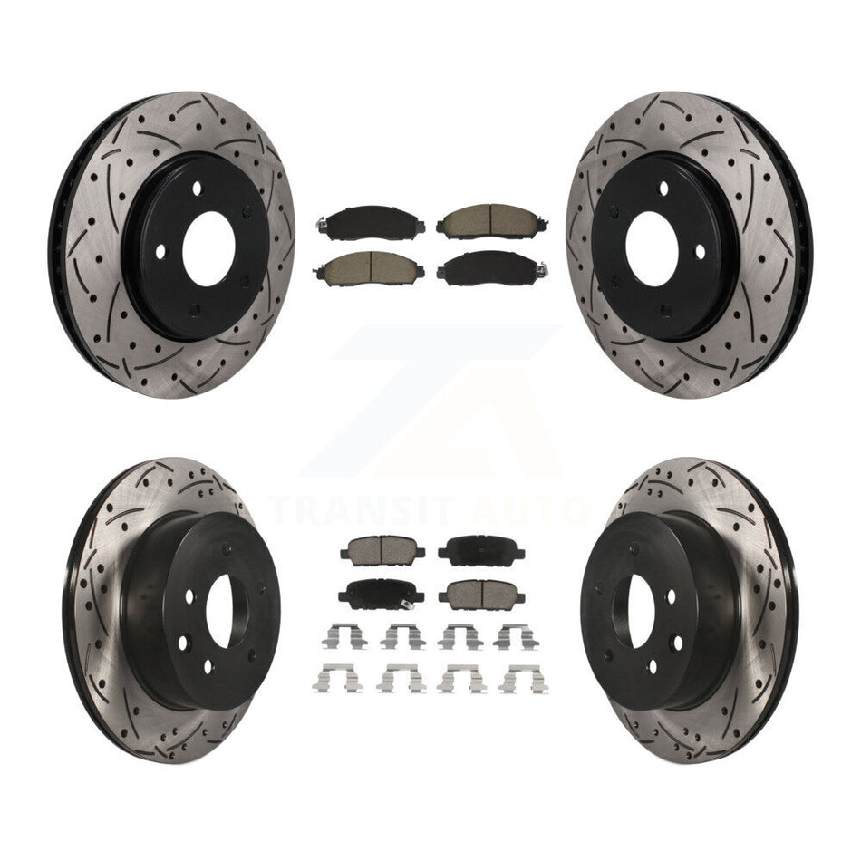 Front Rear Coated Drilled Slotted Disc Brake Rotors And Ceramic Pads Kit For Nissan LEAF KDC-101752