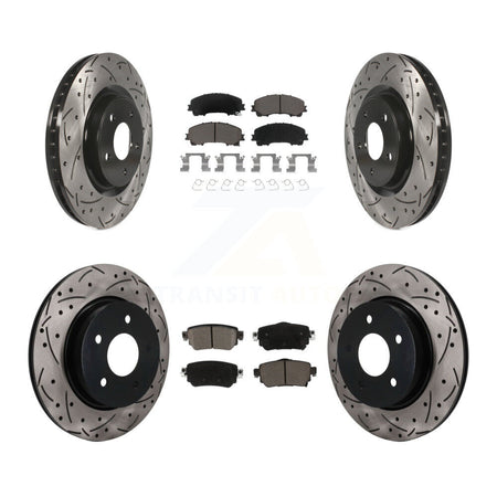 Front Rear Coated Drilled Slotted Disc Brake Rotors And Ceramic Pads Kit For Nissan Rogue KDC-101755