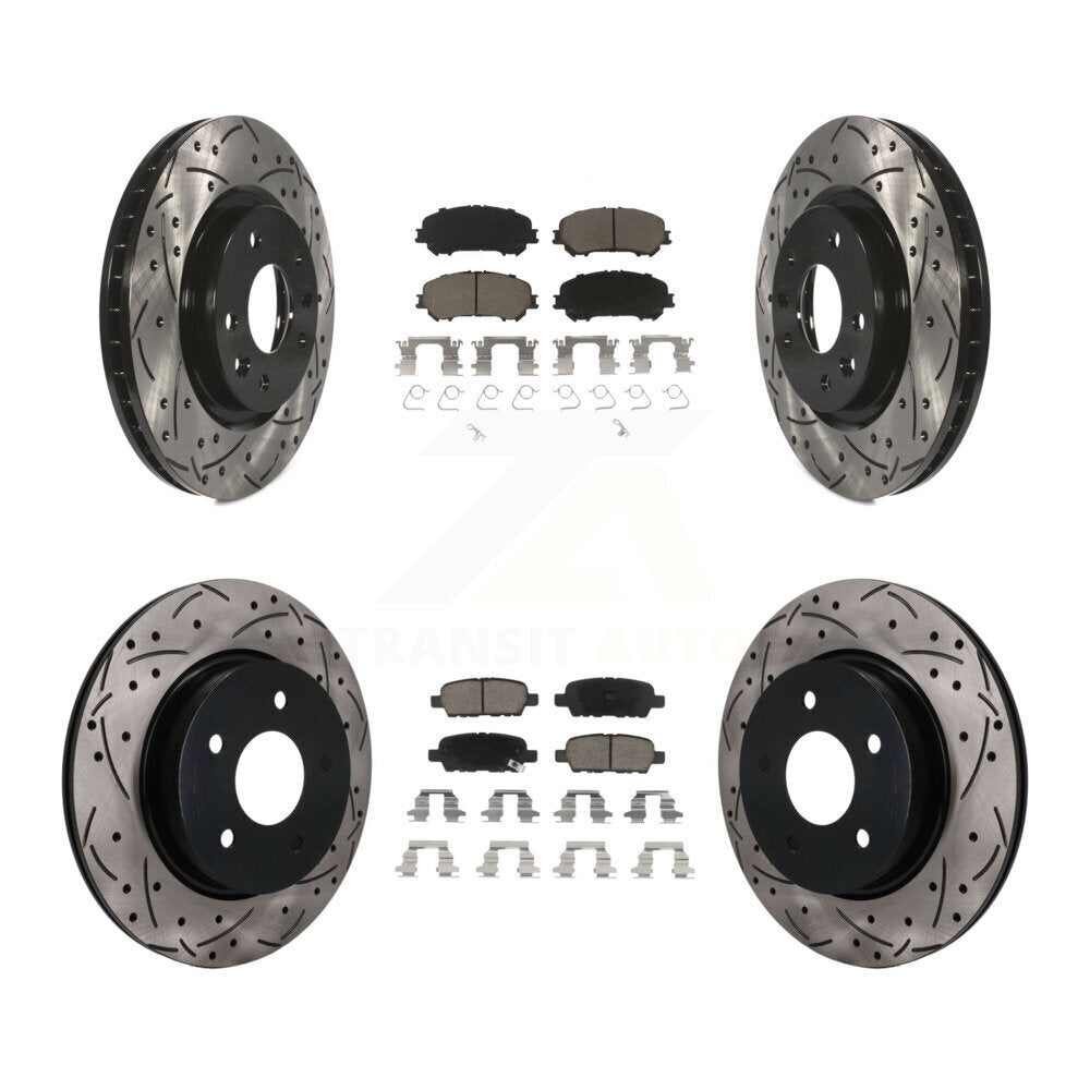 Front Rear Drilled Slot Disc Brake Rotor & Ceramic Pad Kit For Nissan Qashqai Rogue Sport KDC-101756