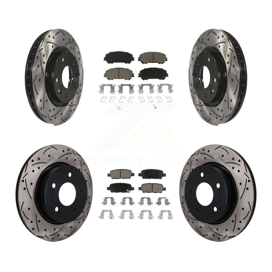 Front Rear Drilled Slot Disc Brake Rotor & Ceramic Pad Kit For Nissan Qashqai Rogue Sport KDC-101756