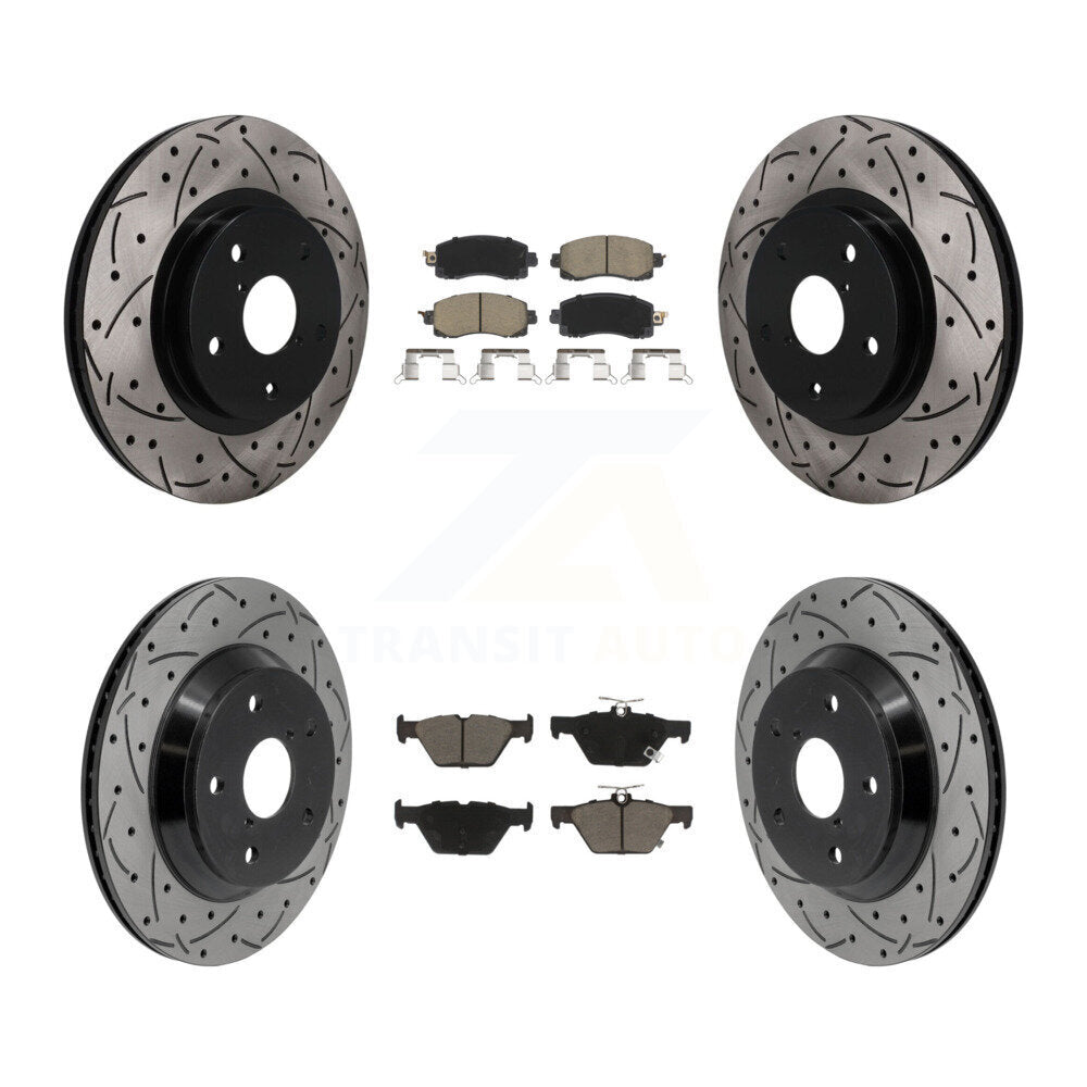 Front Rear Coated Drilled Slotted Disc Brake Rotors & Ceramic Pad Kit For Subaru Forester KDC-101761