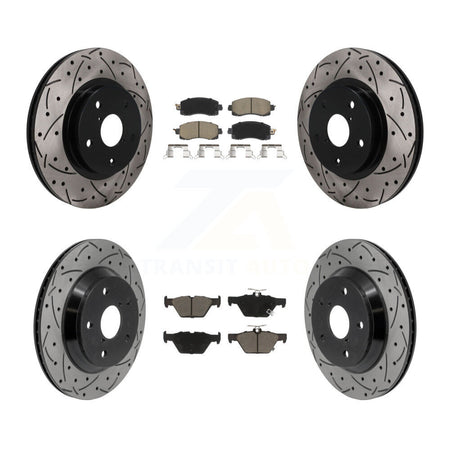 Front Rear Coated Drilled Slotted Disc Brake Rotors & Ceramic Pad Kit For Subaru Forester KDC-101761