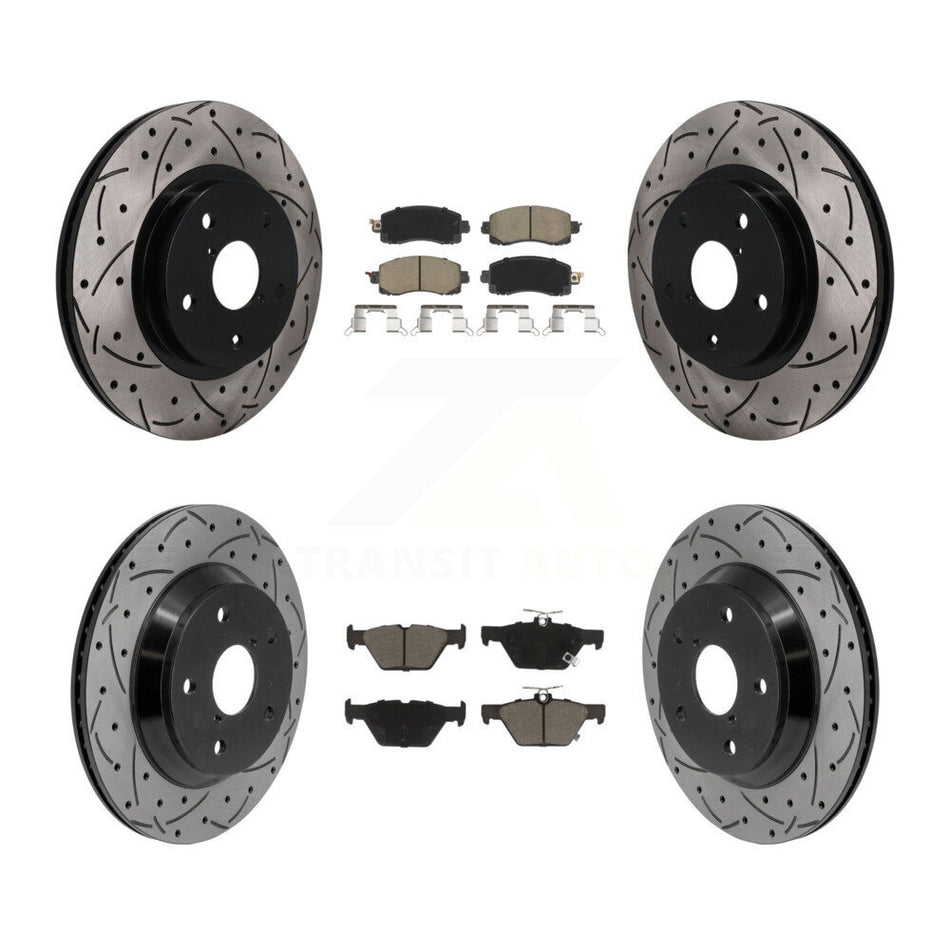 Front Rear Coated Drilled Slotted Disc Brake Rotors & Ceramic Pad Kit For Subaru Forester KDC-101761