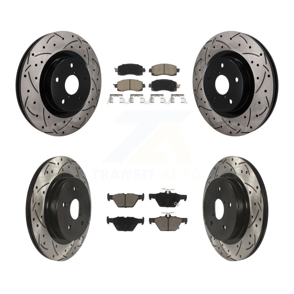 Front Rear Coat Drill Slot Disc Brake Rotor Ceramic Pad Kit For Subaru Outback WRX Legacy KDC-101762