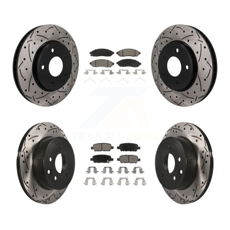 Front Rear Coated Drilled Slotted Disc Brake Rotors And Ceramic Pads Kit For Nissan LEAF KDC-101766