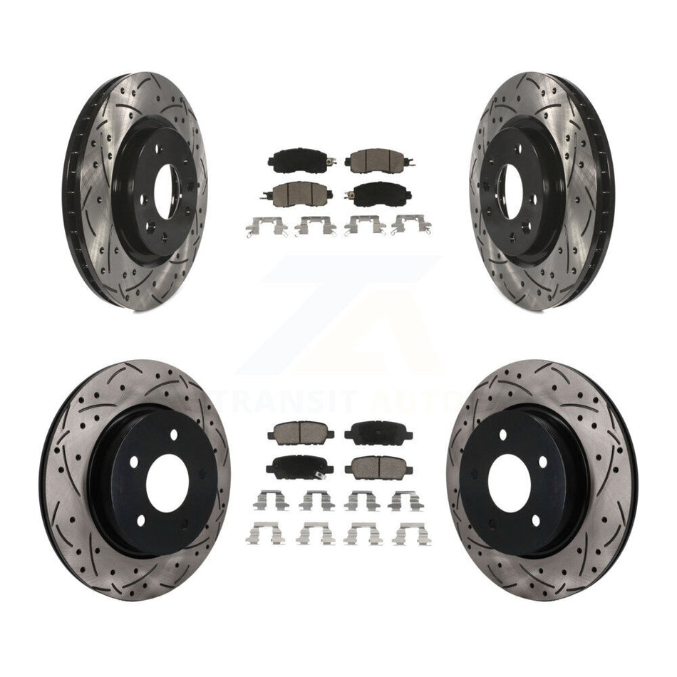 Front Rear Coated Drilled Slotted Disc Brake Rotors And Ceramic Pads Kit For Nissan LEAF KDC-101767