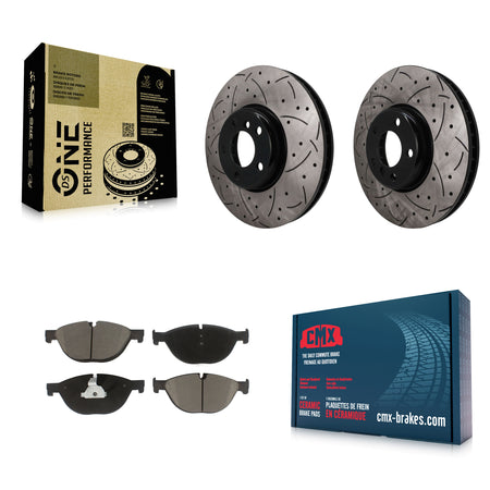 Front Drill Slot Brake Rotors Ceramic Pad Kit For BMW 550i xDrive 650i Gran Coupe 535i GT KDC-101770