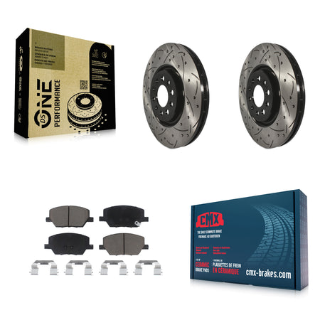Front Coat Drill Slot Disc Brake Rotor Ceramic Pad Kit For 2023 Jeep Compass Dodge Hornet KDC-101773