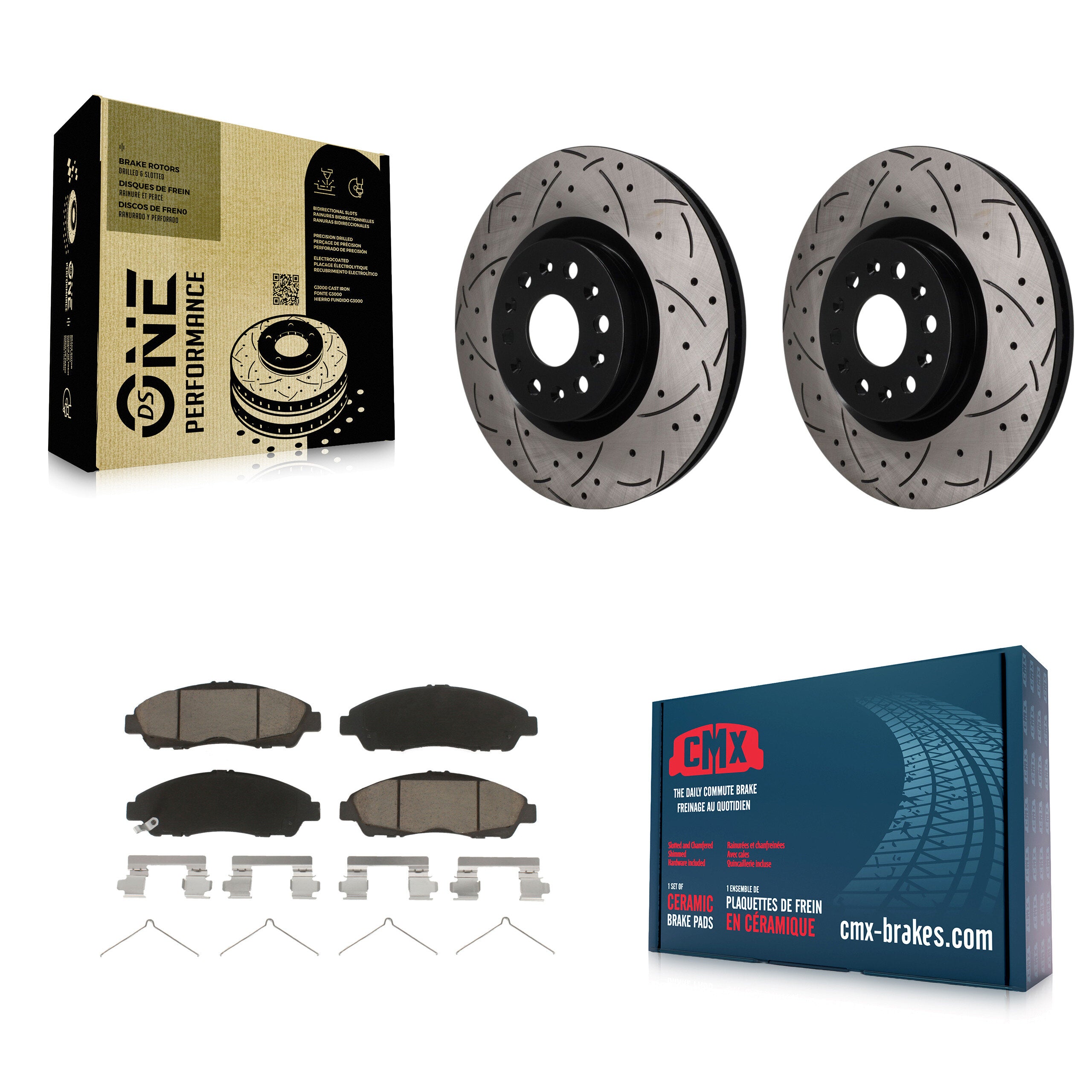 Front Coat Drill Slot Disc Brake Rotor Ceramic Pad Kit For Cadillac XT5 Buick Enclave XT6 KDC-101774