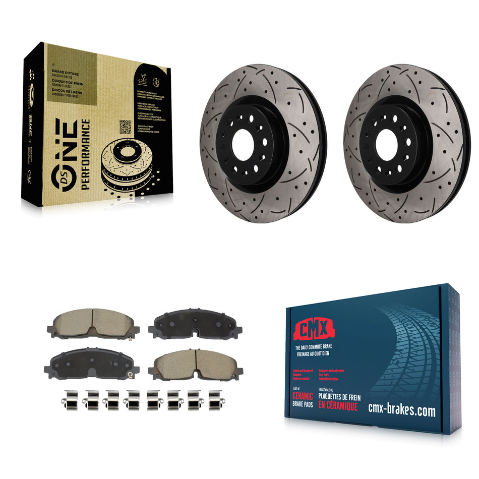 Front Drill Slot Disc Brake Rotor Ceramic Pad Kit For 2021 Cadillac XT5 Buick Enclave XT6 KDC-101775