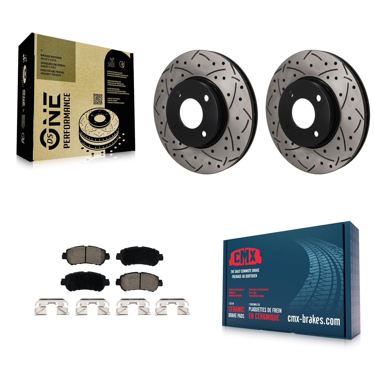 Front Coated Drilled Slotted Disc Brake Rotors And Ceramic Pad Kit For Nissan Kicks Versa KDC-101779