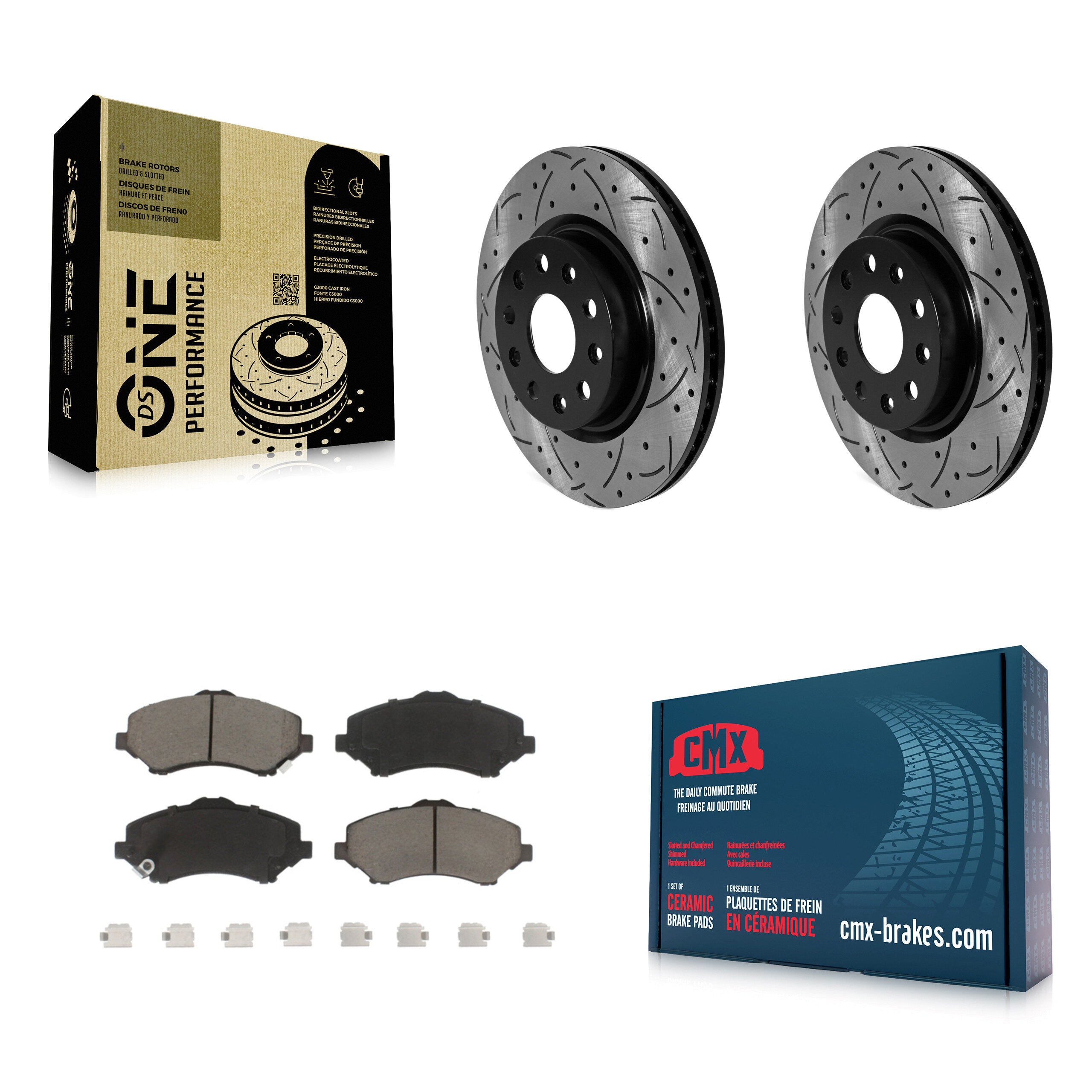 Front Coated Drilled Slotted Disc Brake Rotors And Ceramic Pads Kit For Jeep Wrangler KDC-101783
