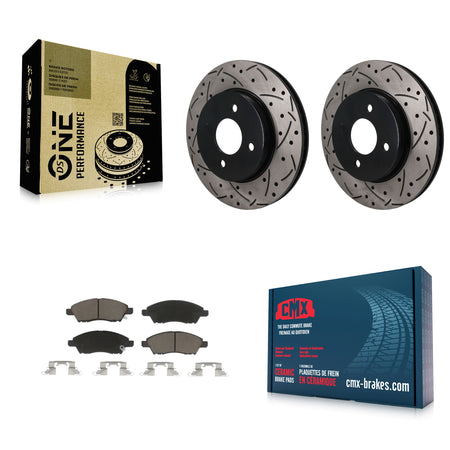 Front Coated Drilled Slotted Disc Brake Rotor Ceramic Pad Kit For Nissan Micra Versa Note KDC-101785