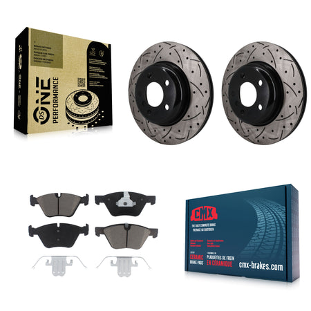 Front Coated Drilled Slotted Disc Brake Rotors And Ceramic Pads Kit For BMW 528i xDrive KDC-101787