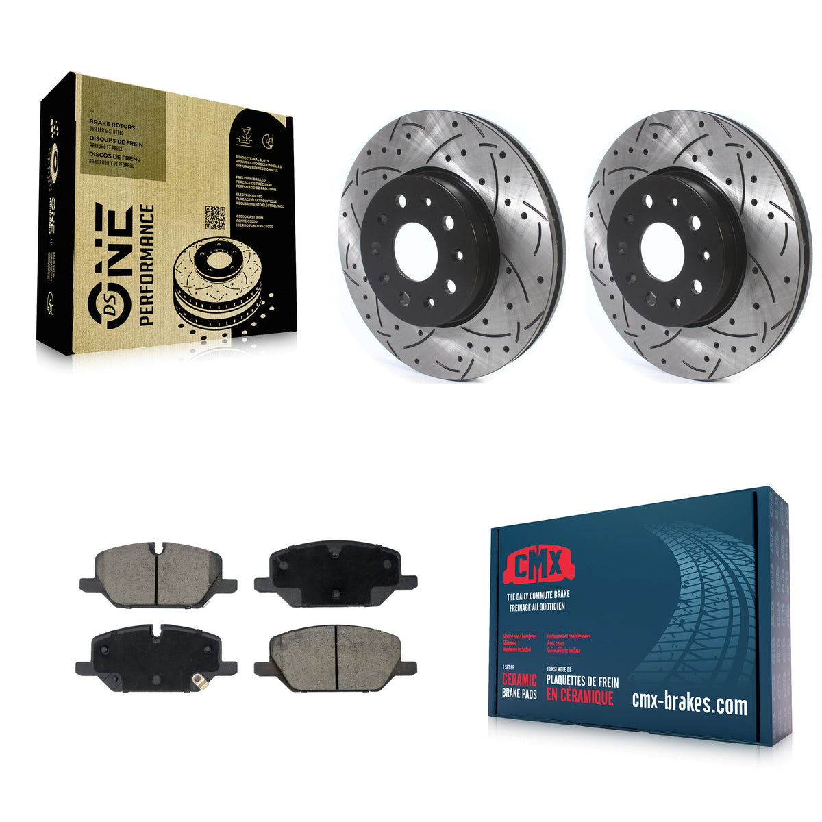 Front Coated Drilled Slotted Disc Brake Rotor And Ceramic Pad Kit For Chevrolet Camaro LT KDC-101790