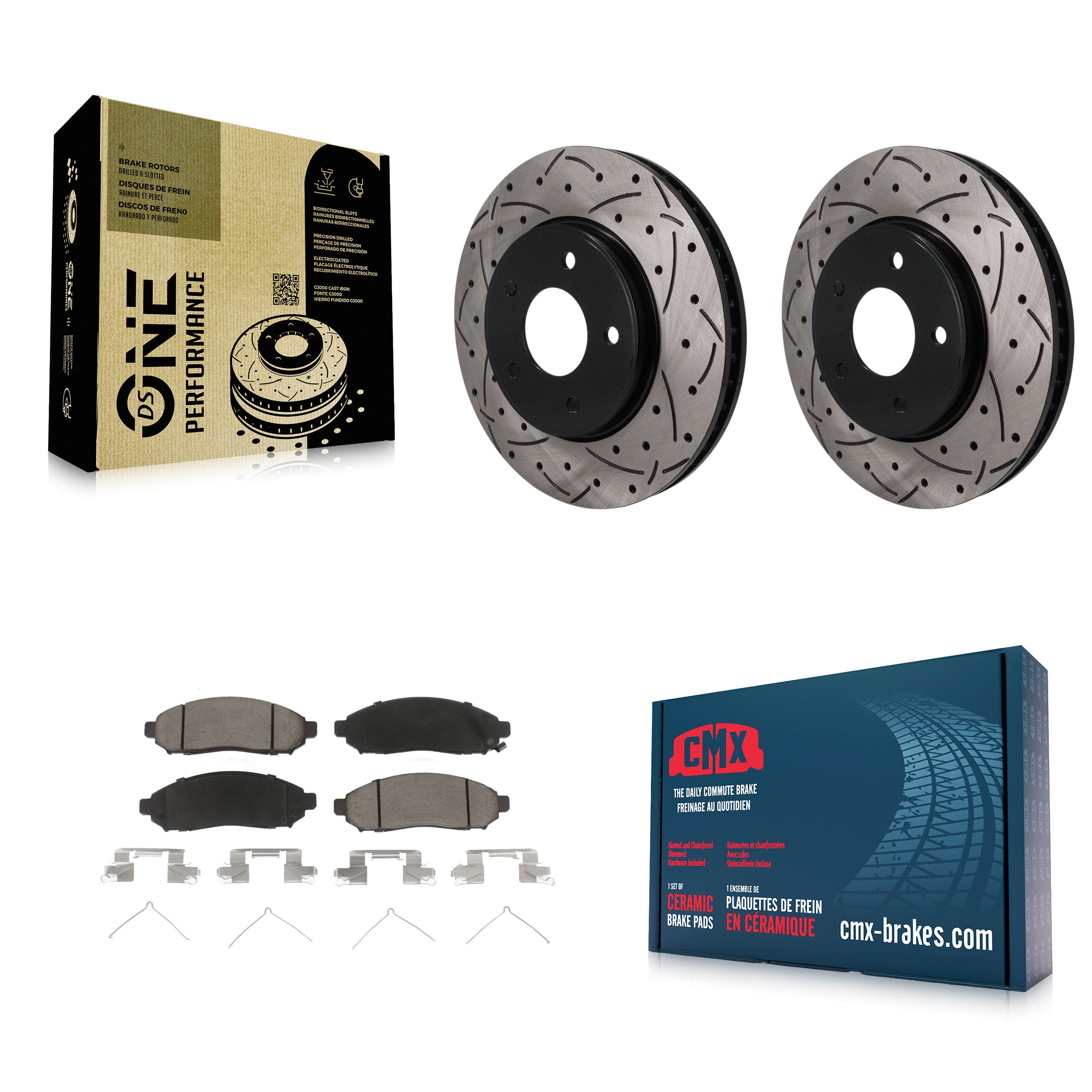Front Drill Slot Brake Rotor Ceramic Pad Kit For Nissan NV200 LEAF Chevrolet City Express KDC-101792