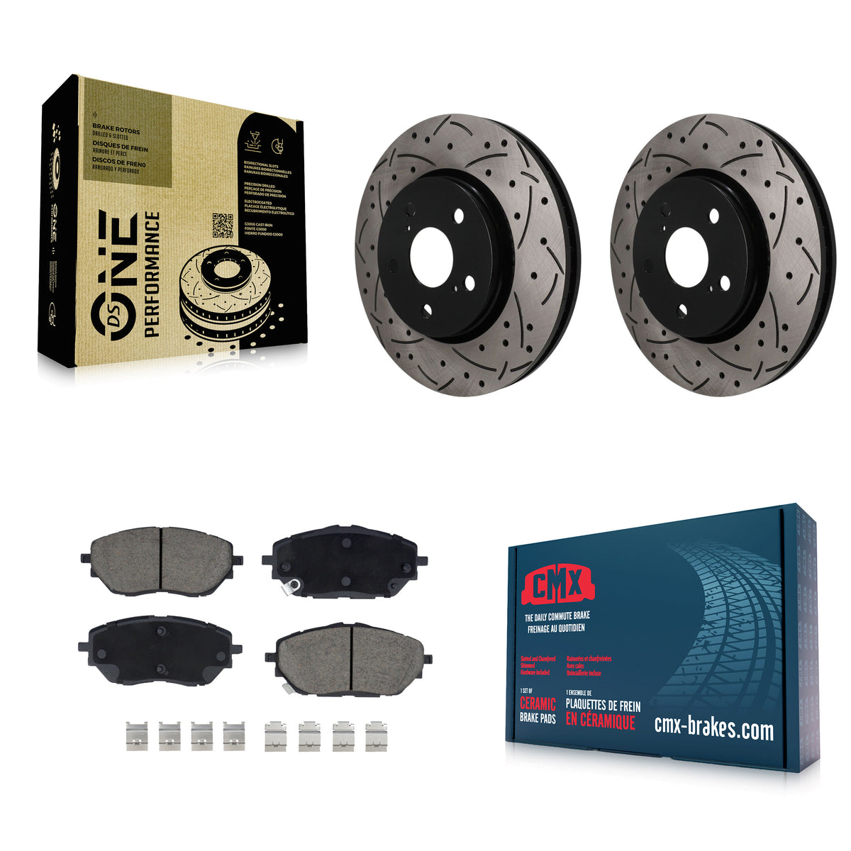 Front Coated Drilled Slotted Disc Brake Rotors And Ceramic Pads Kit For Toyota C-HR KDC-101796