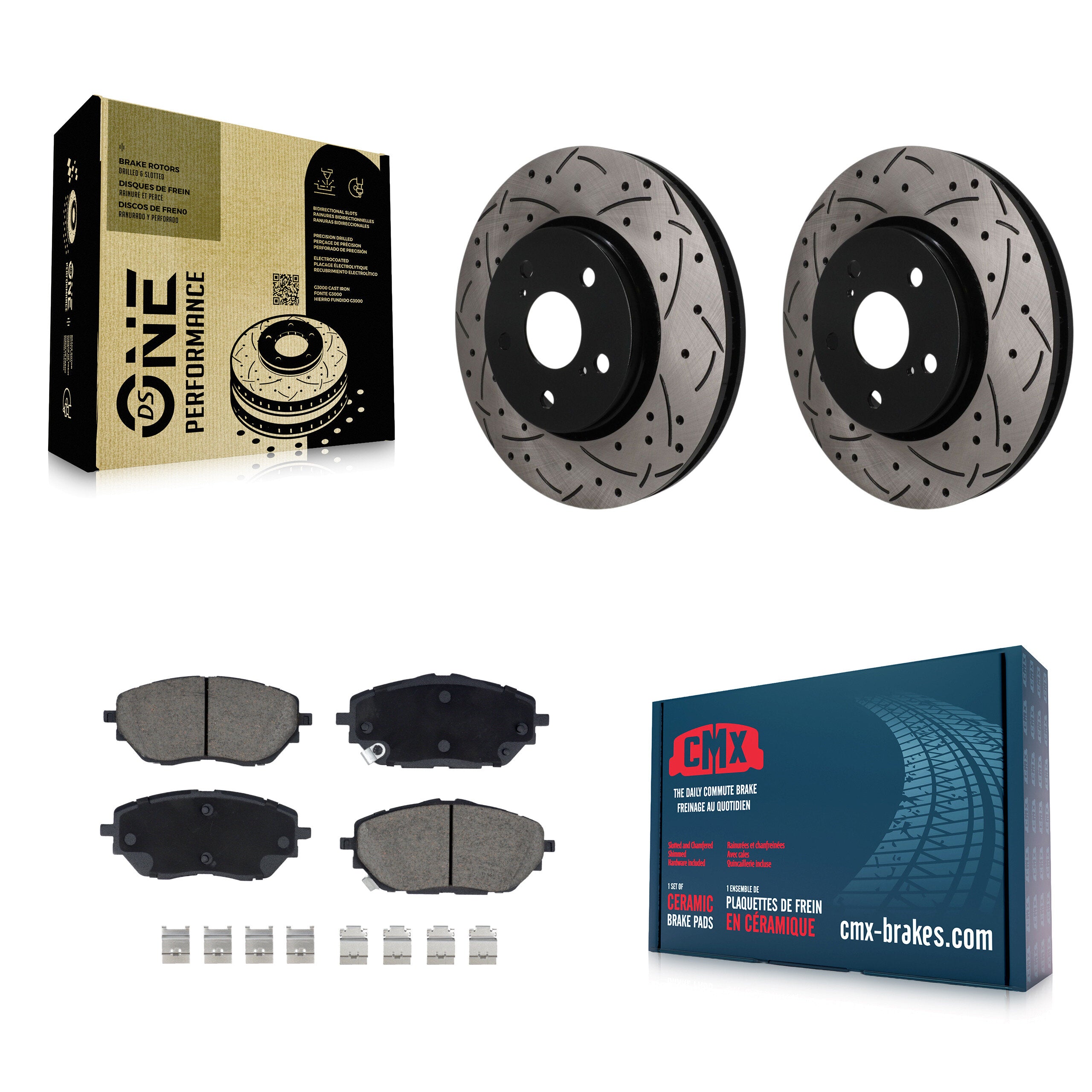 Front Coated Drilled Slotted Disc Brake Rotors And Ceramic Pads Kit For Toyota C-HR KDC-101796