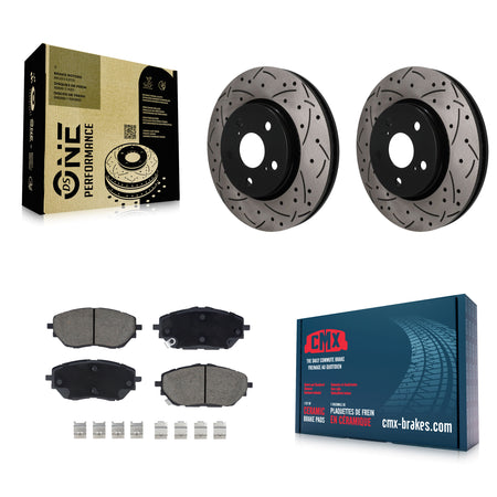 Front Coated Drilled Slotted Disc Brake Rotors And Ceramic Pads Kit For Toyota C-HR KDC-101796