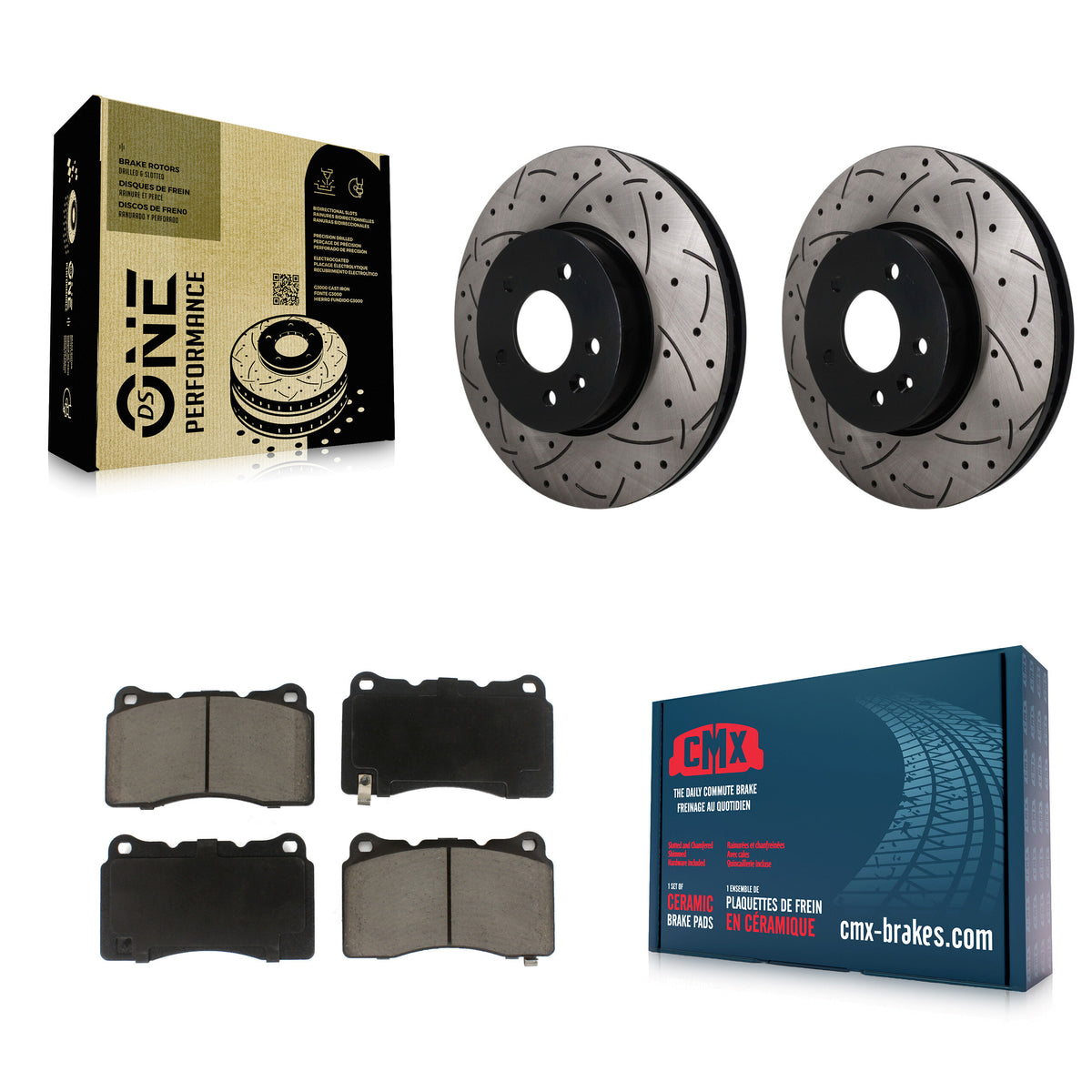 Front Coated Drilled Slotted Disc Brake Rotors And Ceramic Pads Kit For Cadillac ATS KDC-101798