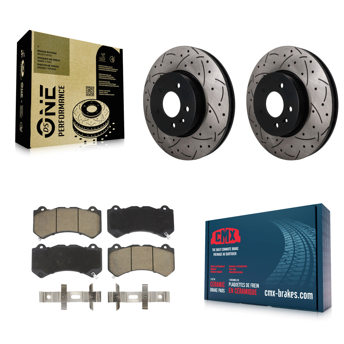 Front Coated Drilled Slotted Disc Brake Rotors And Ceramic Pads Kit For Cadillac ATS V KDC-101799