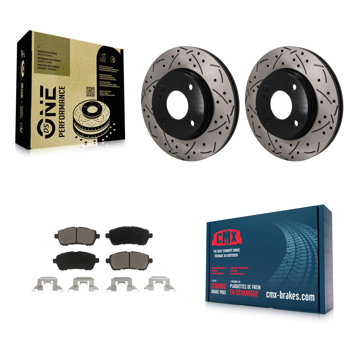 Front Coated Drilled Slotted Disc Brake Rotors And Ceramic Pads Kit For Ford Fiesta KDC-101800