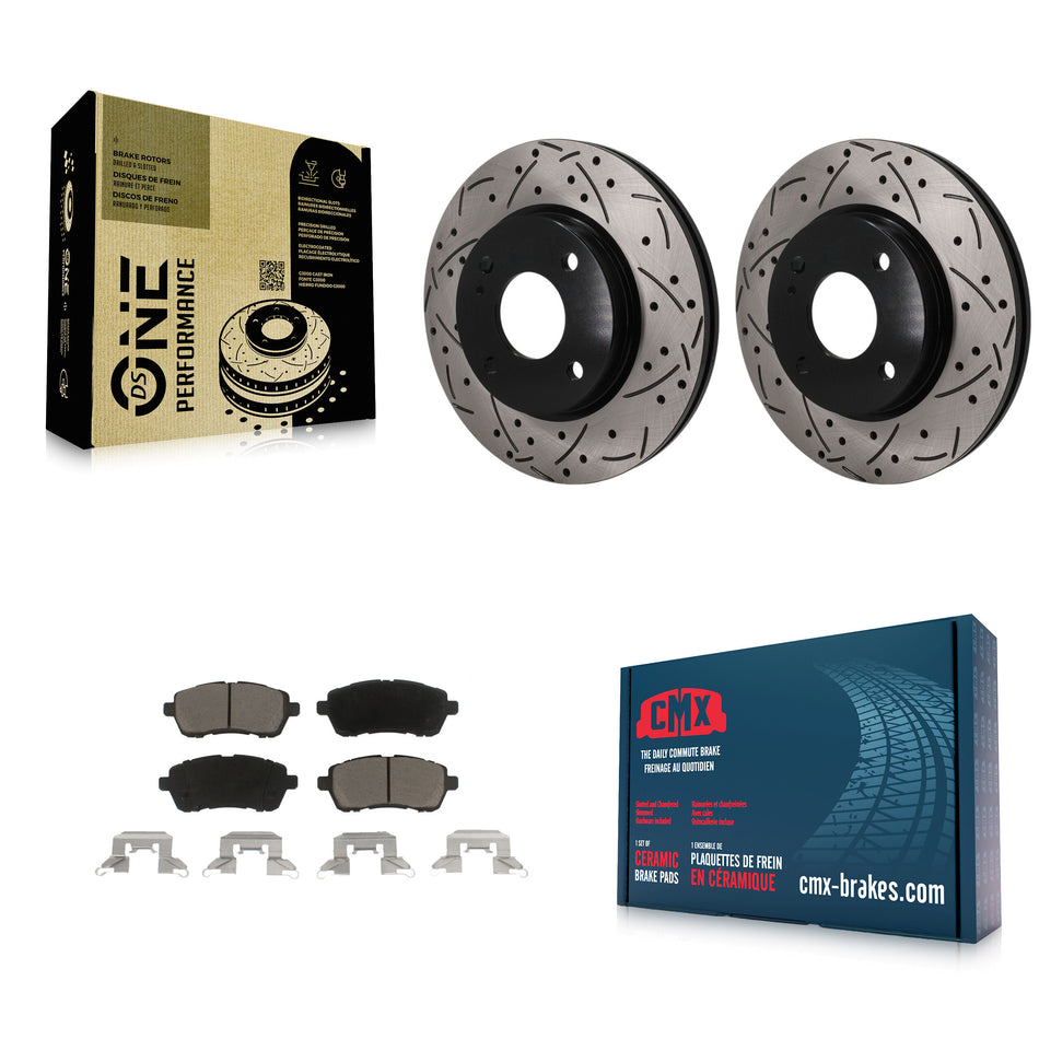 Front Coated Drilled Slotted Disc Brake Rotors And Ceramic Pads Kit For Ford Fiesta KDC-101800