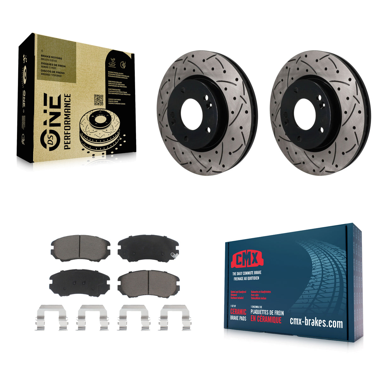 Front Drill Slot Brake Rotors Ceramic Pad Kit For Hyundai Kia Sonata Tucson Soul Sportage KDC-101802