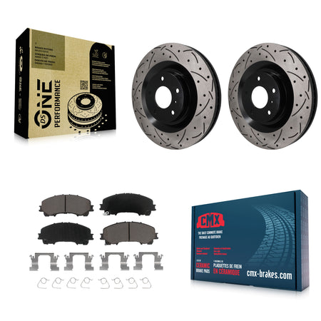 Front Coated Drilled Slotted Disc Brake Rotors And Ceramic Pad Kit For INFINITI QX50 QX55 KDC-101805