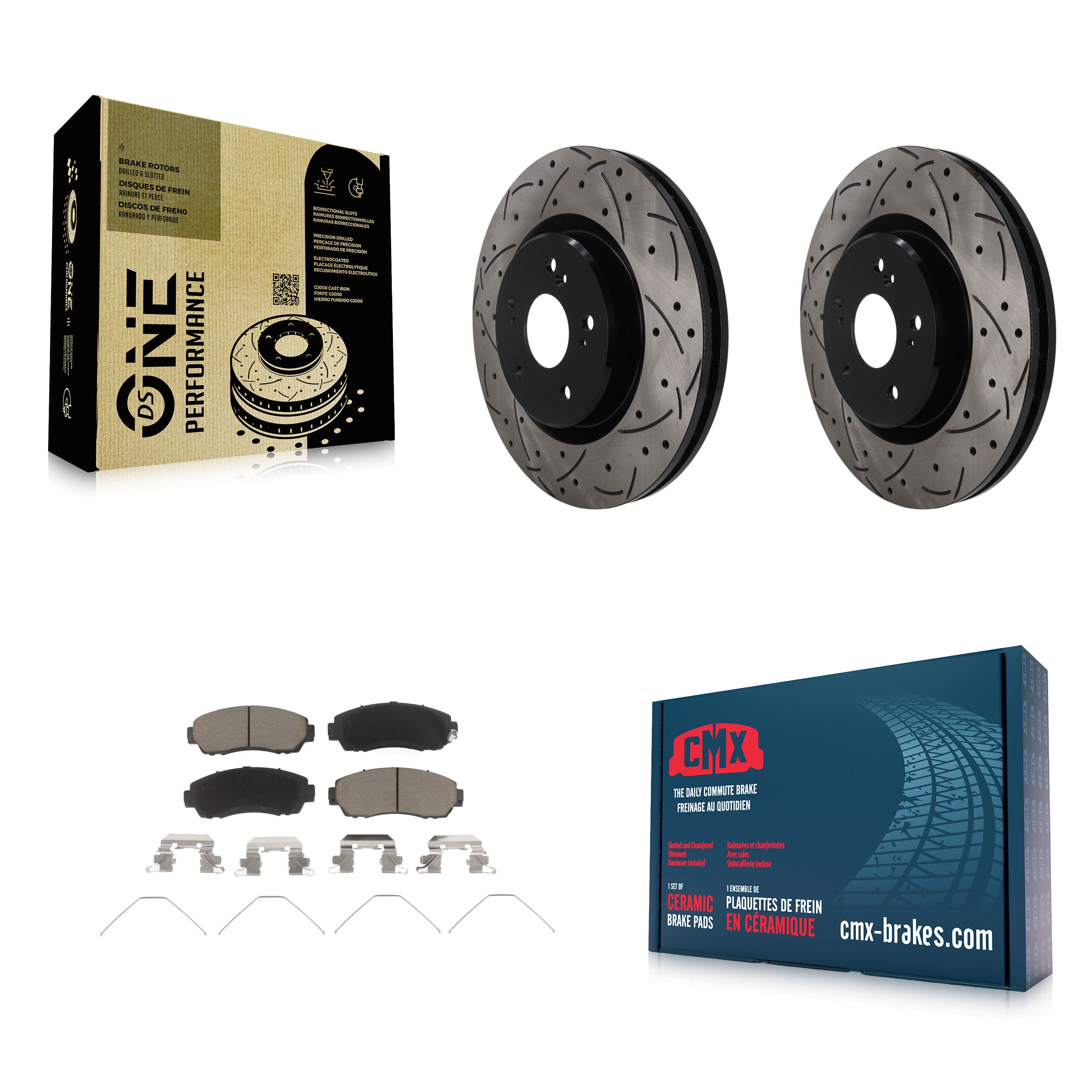 Front Coated Drilled Slotted Disc Brake Rotor And Ceramic Pad Kit For 2019-2024 Acura RDX KDC-101806