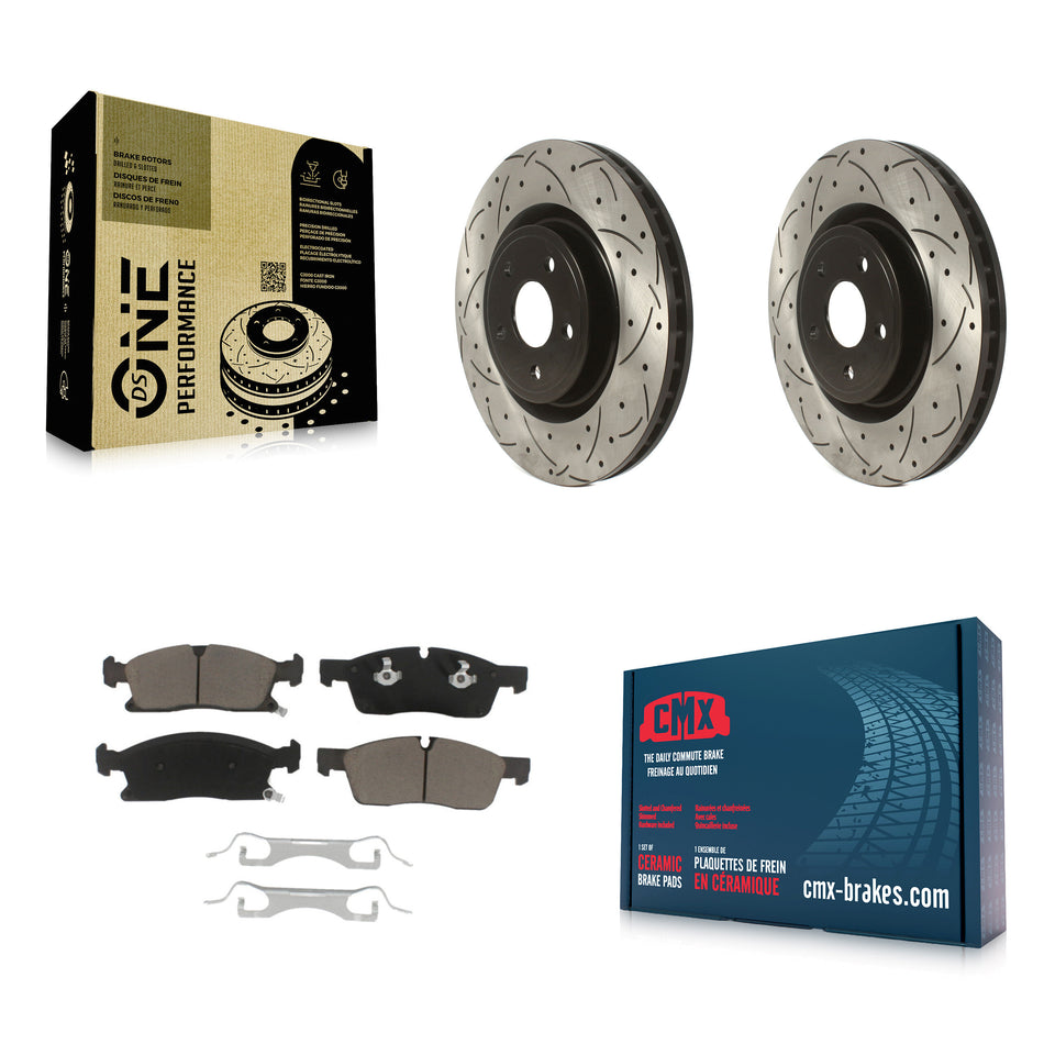 Front Coated Drilled Slotted Disc Brake Rotors And Ceramic Pads Kit For Dodge Durango KDC-101809
