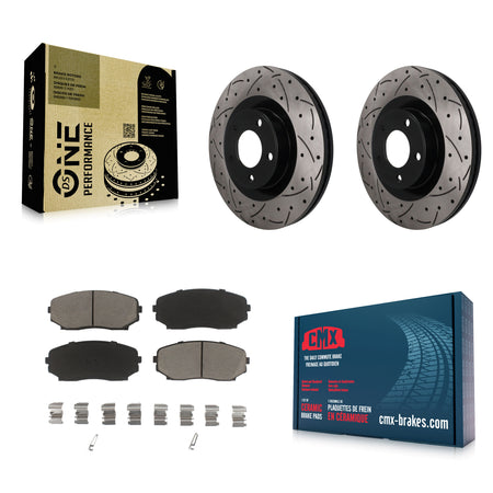 Front Coated Drilled Slotted Disc Brake Rotor & Ceramic Pad Kit For Ford Edge Lincoln MKX KDC-101810