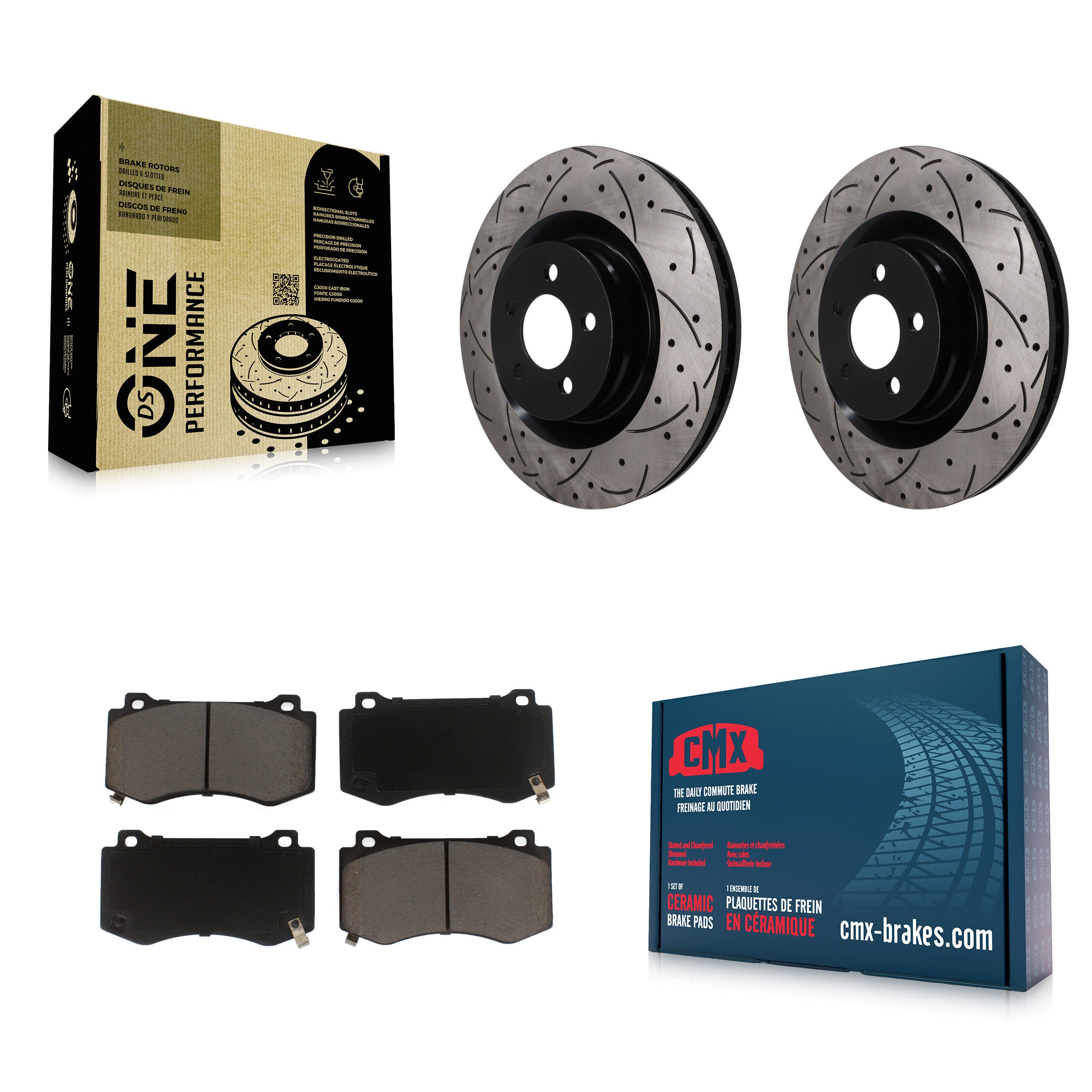 Front Drilled Slot Brake Rotors Ceramic Pad Kit For Dodge Charger Chrysler 300 Challenger KDC-101811