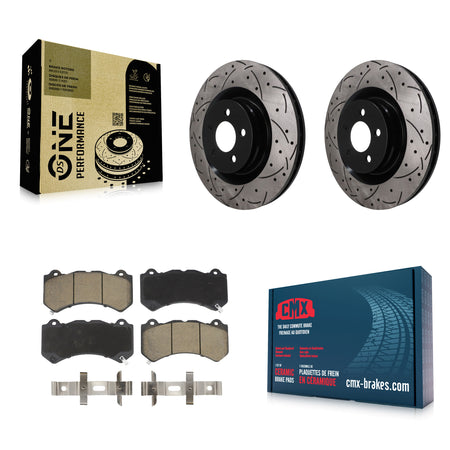 Front Coated Drilled Slot Disc Brake Rotor & Ceramic Pad Kit For Dodge Challenger Charger KDC-101812