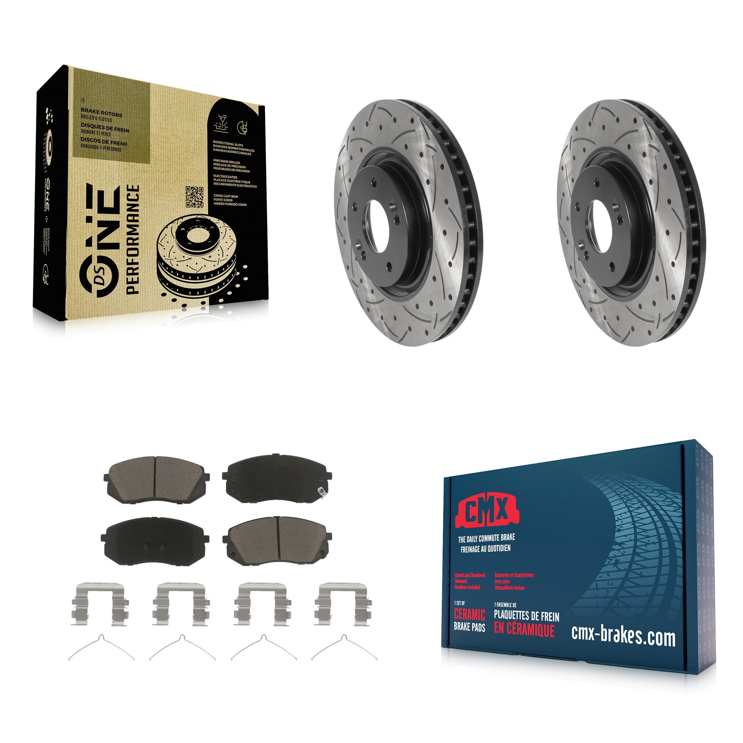 Front Coated Drilled Slotted Disc Brake Rotors And Ceramic Pads Kit For Kia Optima KDC-101814