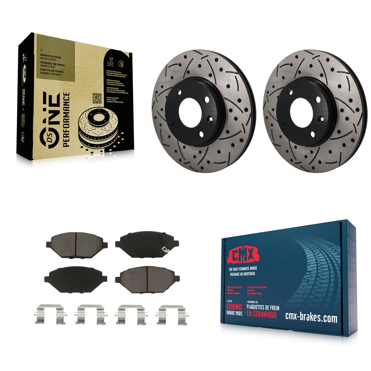Front Coated Drilled Slot Disc Brake Rotors Ceramic Pad Kit For 2016-2022 Chevrolet Spark KDC-101819